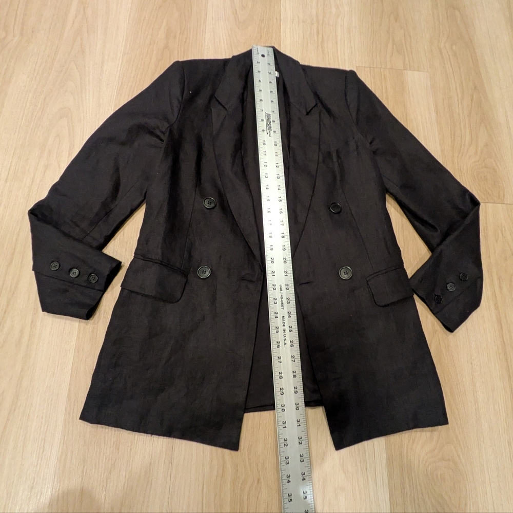Reformation Linen Blazer Double Breast Size M Black - Picture 3 of 9